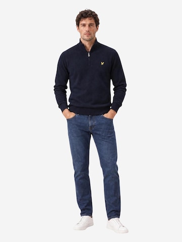 Lyle & Scott Tröja 'Cotton Merino Quarter Zip Jump 263MLSKN2112VC' i blå