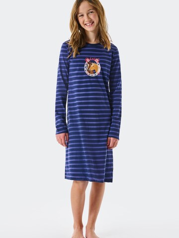 SCHIESSER Nightgown ' Horse World ' in Blue: front