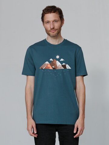 Watapparel Shirt 'Mountains & Moon' in Blauw: voorkant