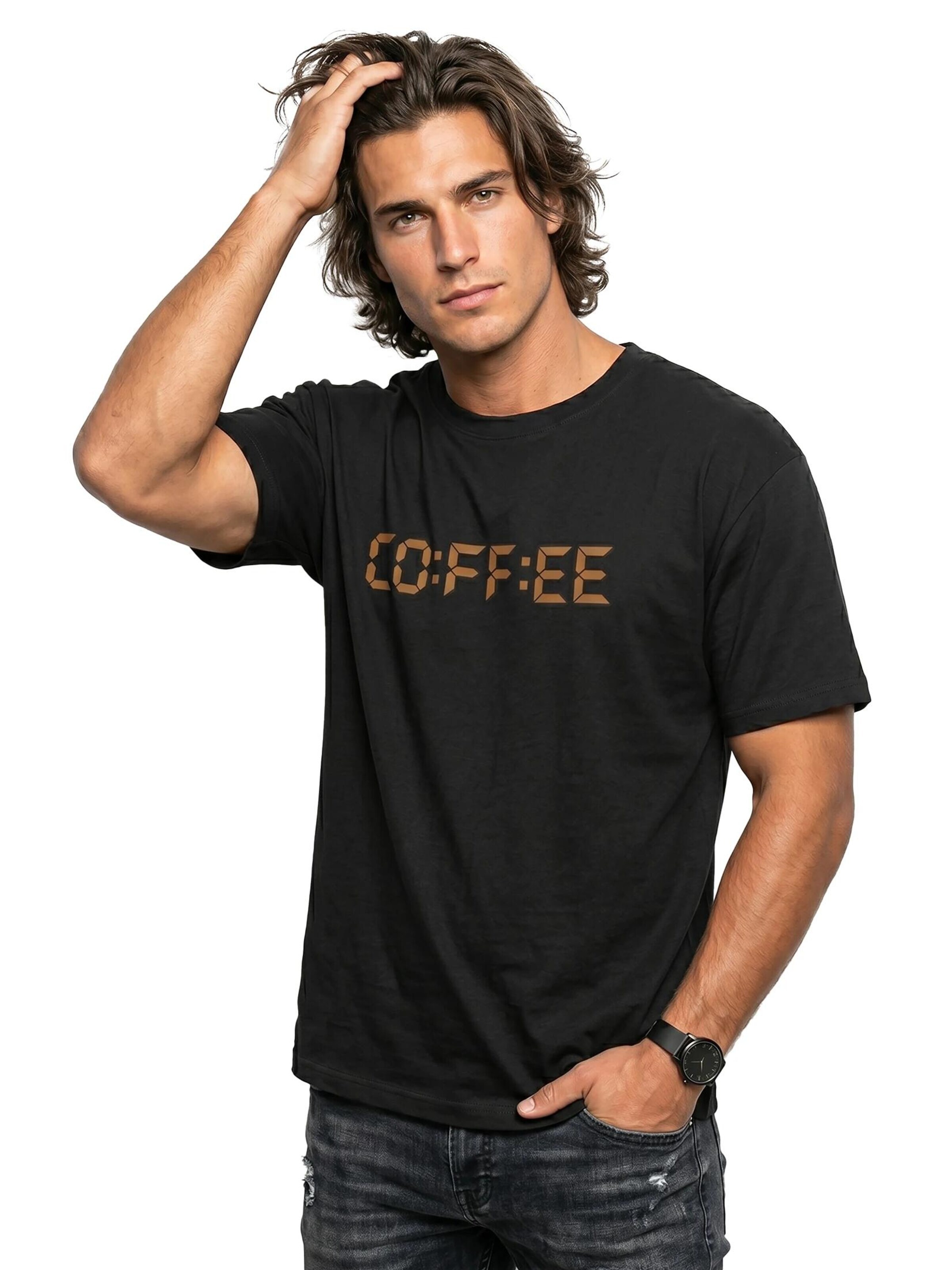 MAKAYA Shirt 'Coffee Time' in Black