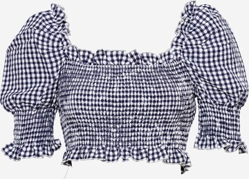 Bluză 'GINGHAM' de la Missguided pe albastru: față