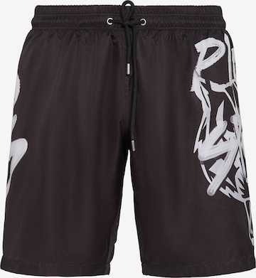 Plein Sport Board Shorts 'Tiger' in Black: front