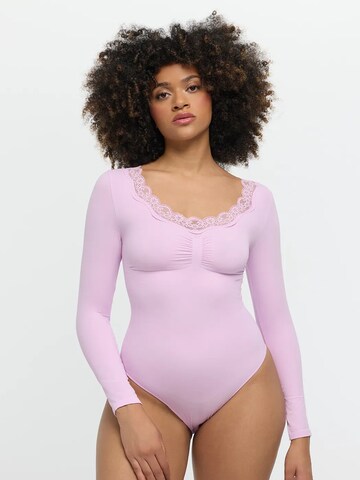 cfab - Body modelador 'Lace Bodysuit Sculpting Shapewear Longsleeve mit Slip' em roxo