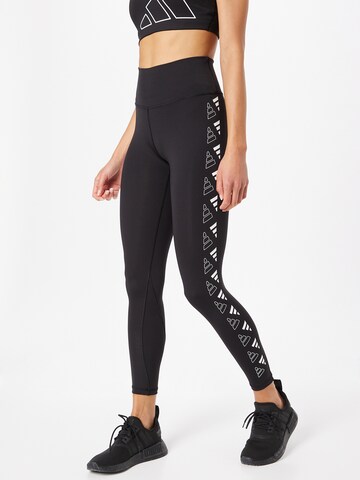 ADIDAS PERFORMANCE Skinny Workout Pants in Black: front