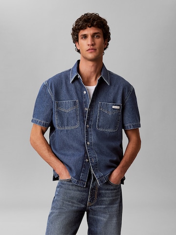 Calvin Klein Jeans Regular fit Overhemd in Blauw: voorkant