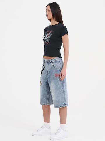 Ed Hardy Loosefit Shorts 'Panther Crawl' in Blau