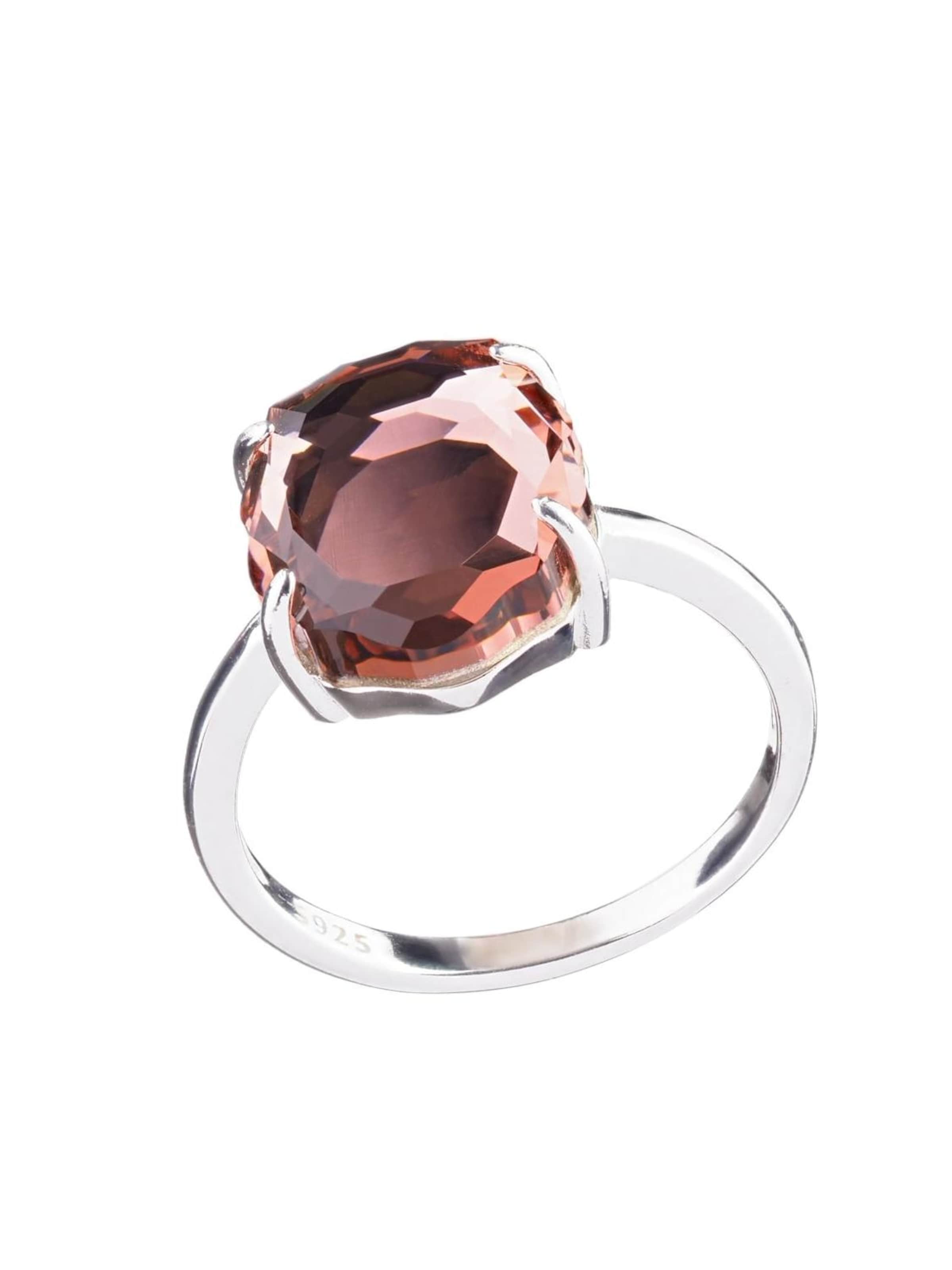 THE GEM STORIES JEWELRY - Anillo 'Blush Rose Baroque Ring – Rhodium' en rosa: frente