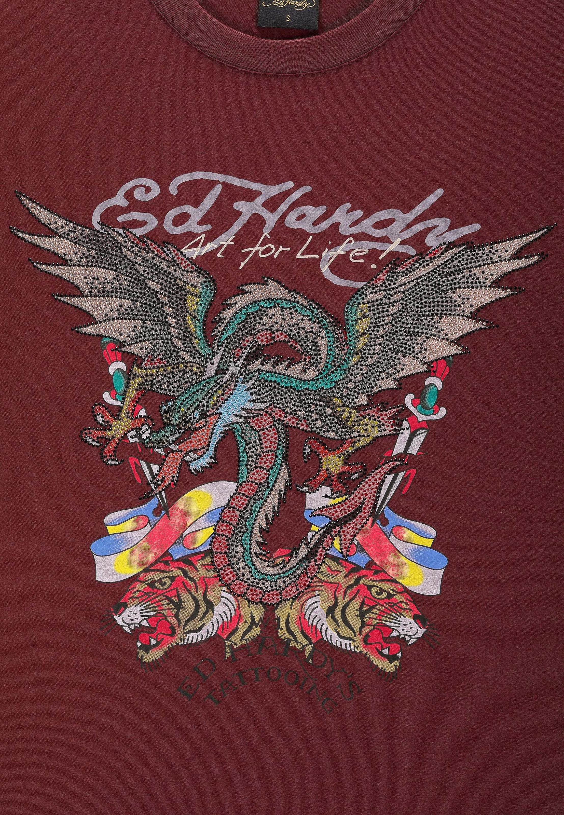 Ed Hardy T-Shirt in Rot
