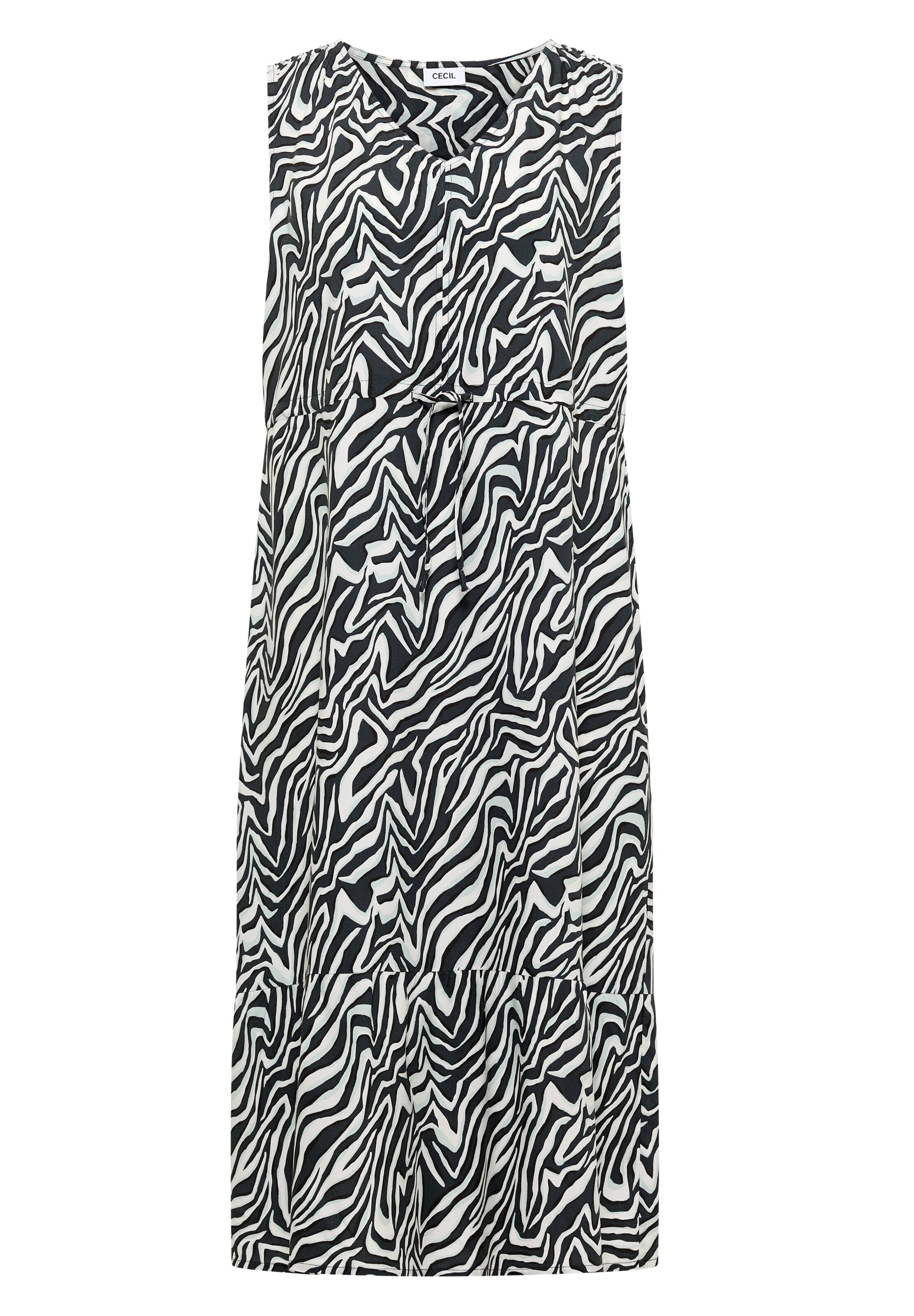 CECIL Midikleid mit V-Neck und Zebraprint in 40 in dunkelgrün, Produktansicht