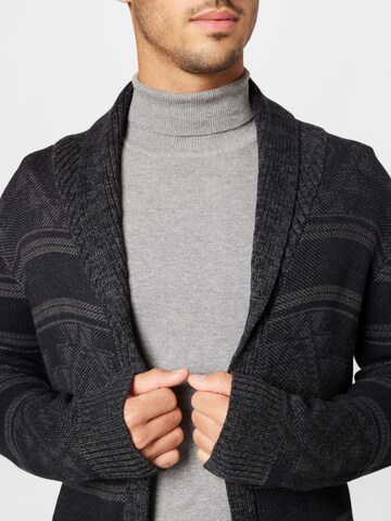 INDICODE JEANS Knit Cardigan 'Burger' in Black