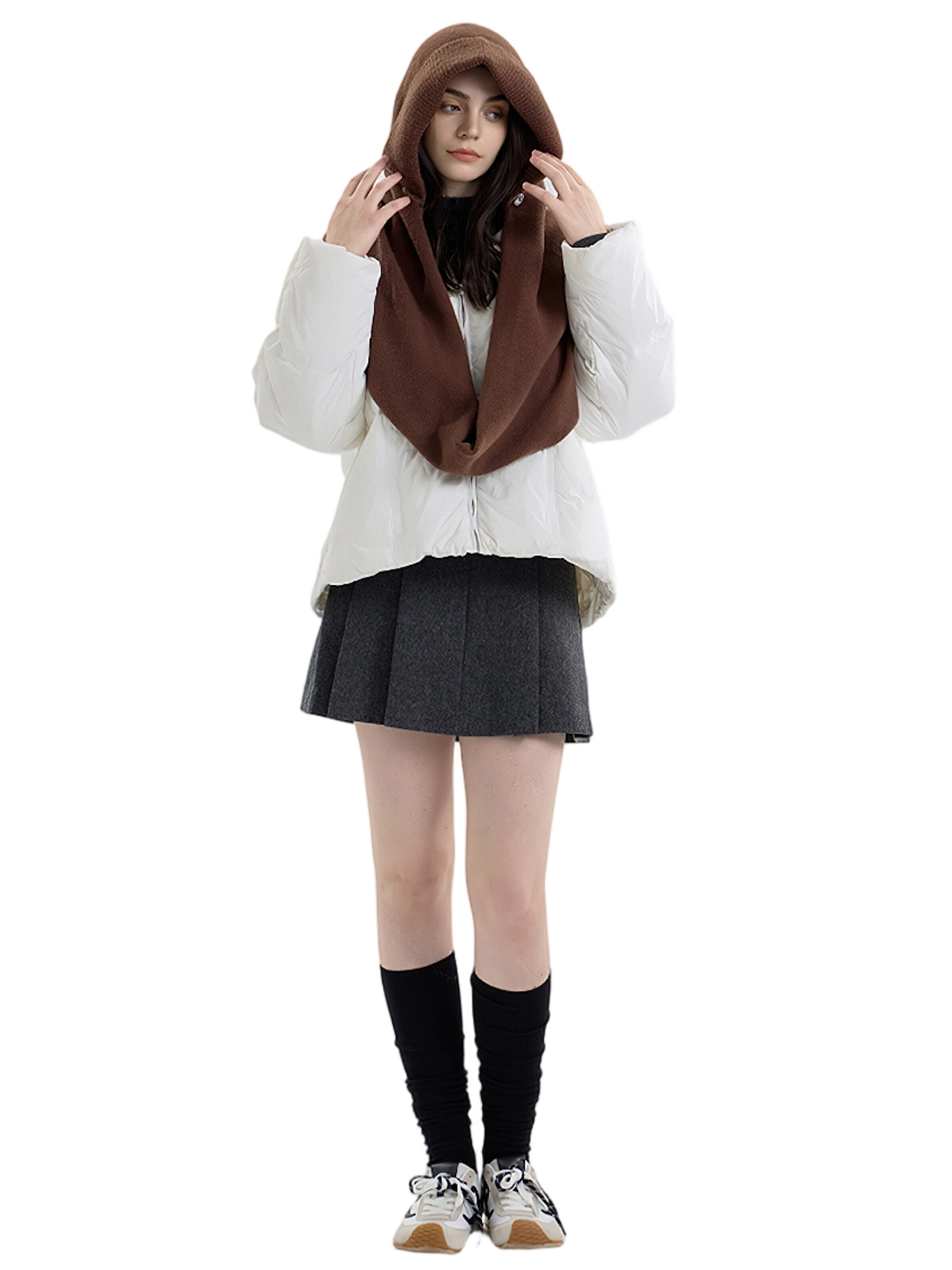 Magicshe Hat 'Strick Kapuzenschal Balaclava' in Brown