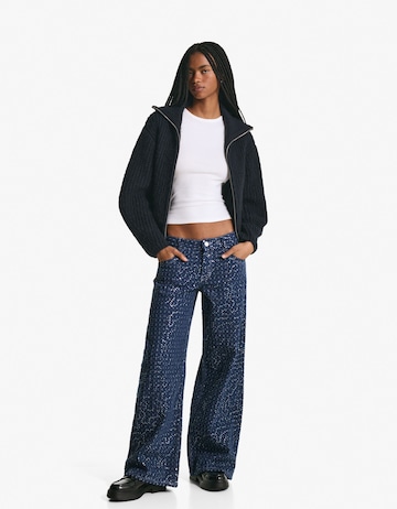 Bershka Široký strih Džínsy - Modrá: predná strana