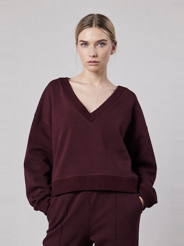 Sweat-shirt 'Felpa Scollo a V Loose Fit in Interlock Burgundy' OWN Off With Nature en rouge : devant