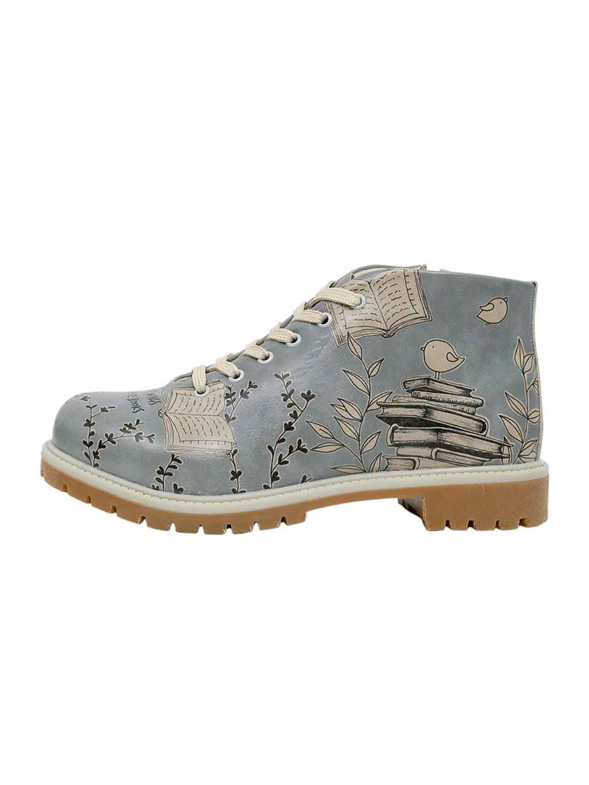 DOGO Lace-Up Boots 'DOGO Shortcut Boots - Birds Have Wings' in Blue: front