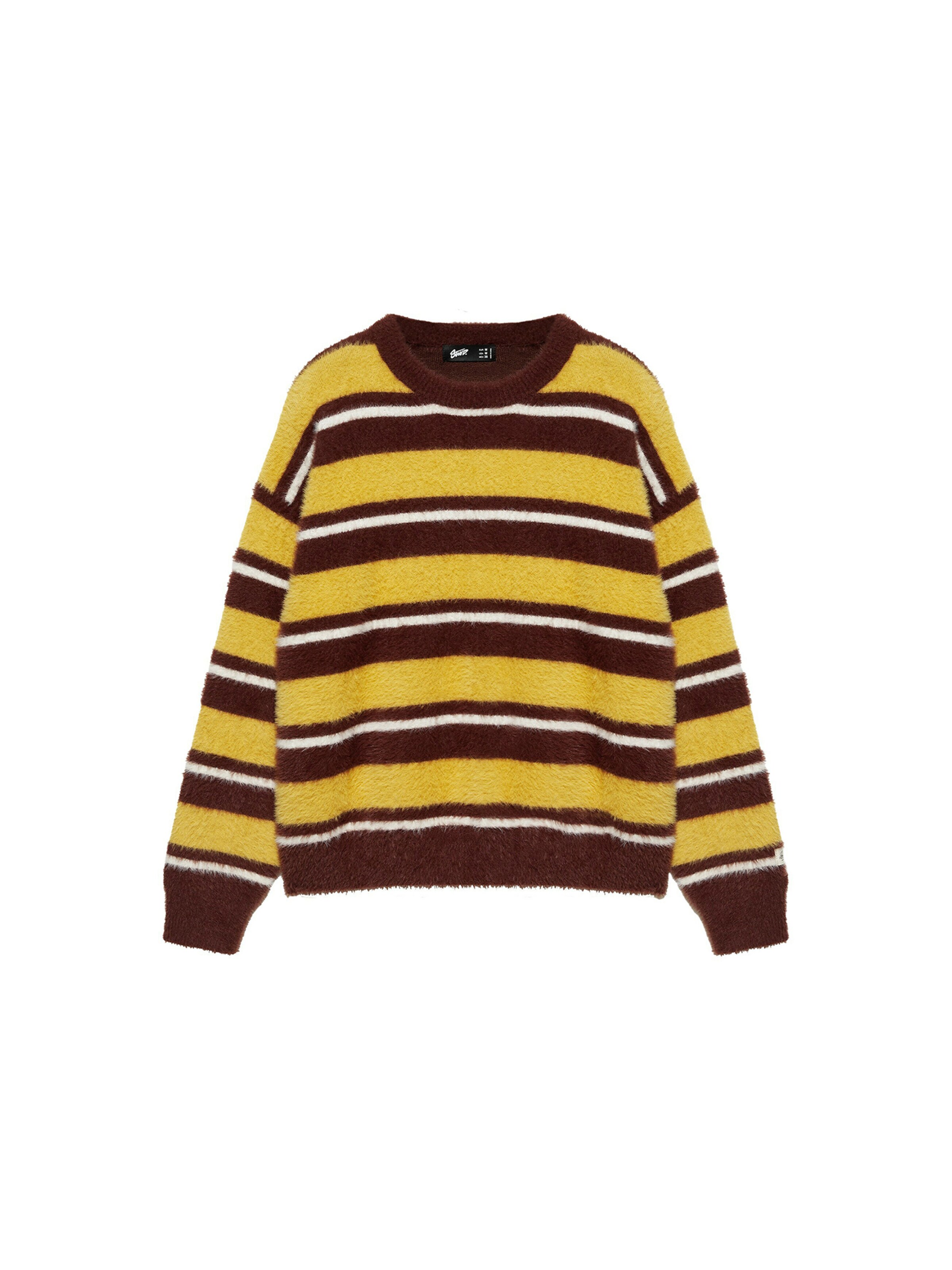 Pull&Bear Sweater 'STWD' in S in Chestnut brown / Yellow / White, Item view