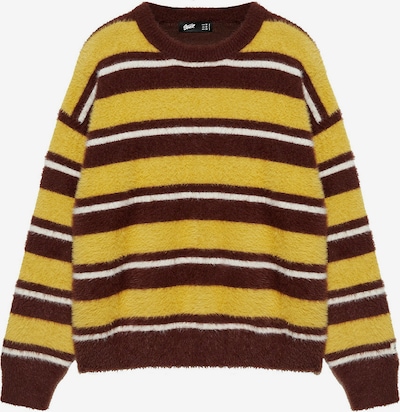 Pull&Bear Sweater 'STWD' in S in Chestnut brown / Yellow / White, Item view