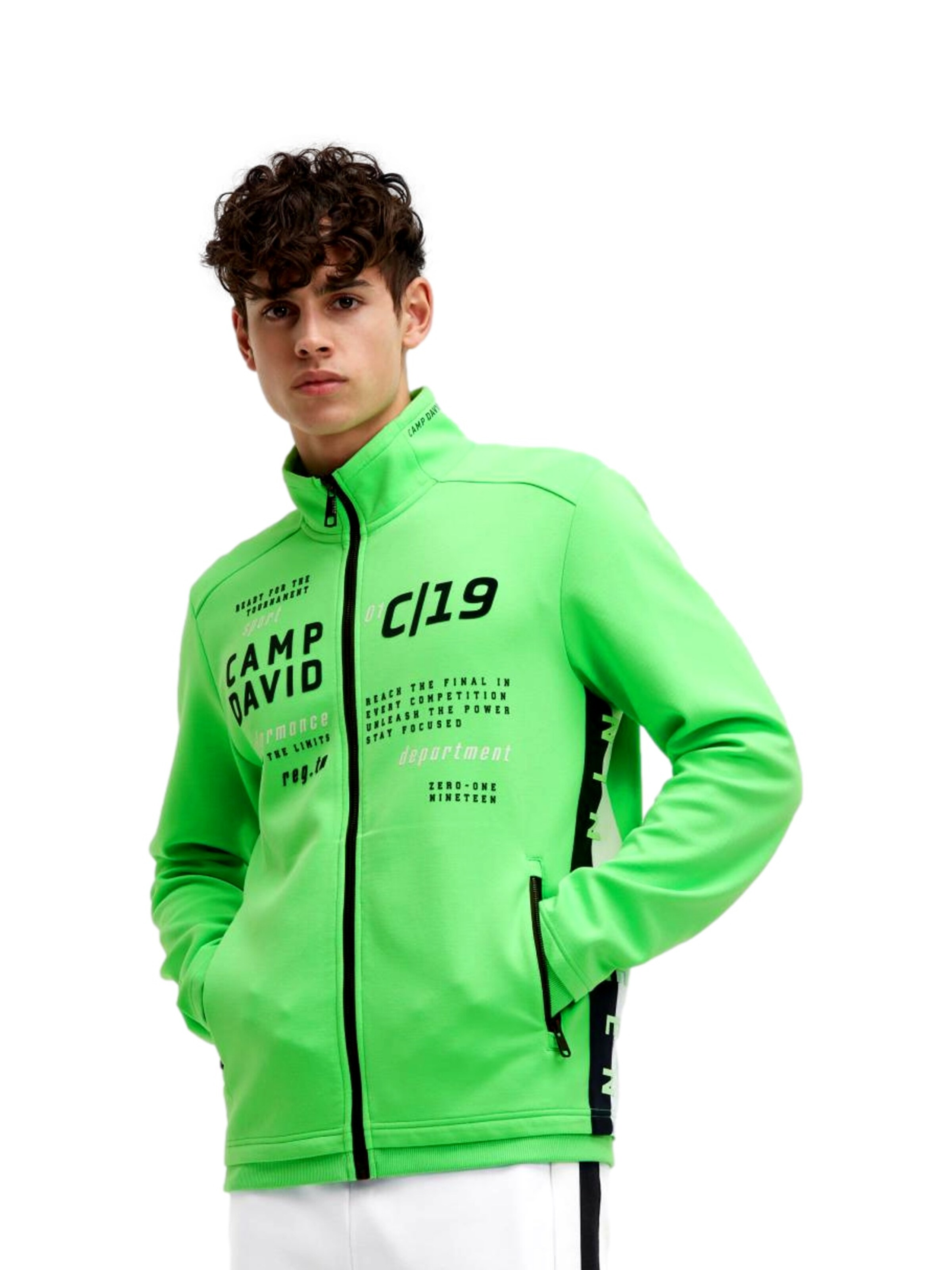 CAMP DAVID Sweatvest 'Game.Set.Match' in Groen: voorkant