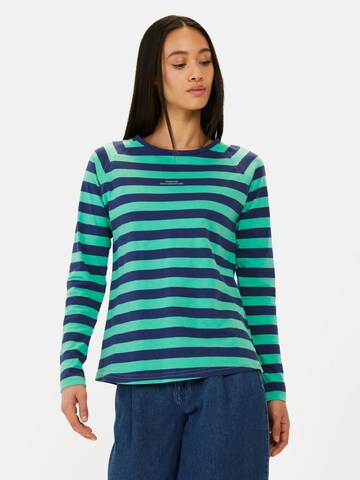 CAMEL ACTIVE Gestreiftes Langarmshirt aus reiner Baumwolle in Grün: Vorderseite