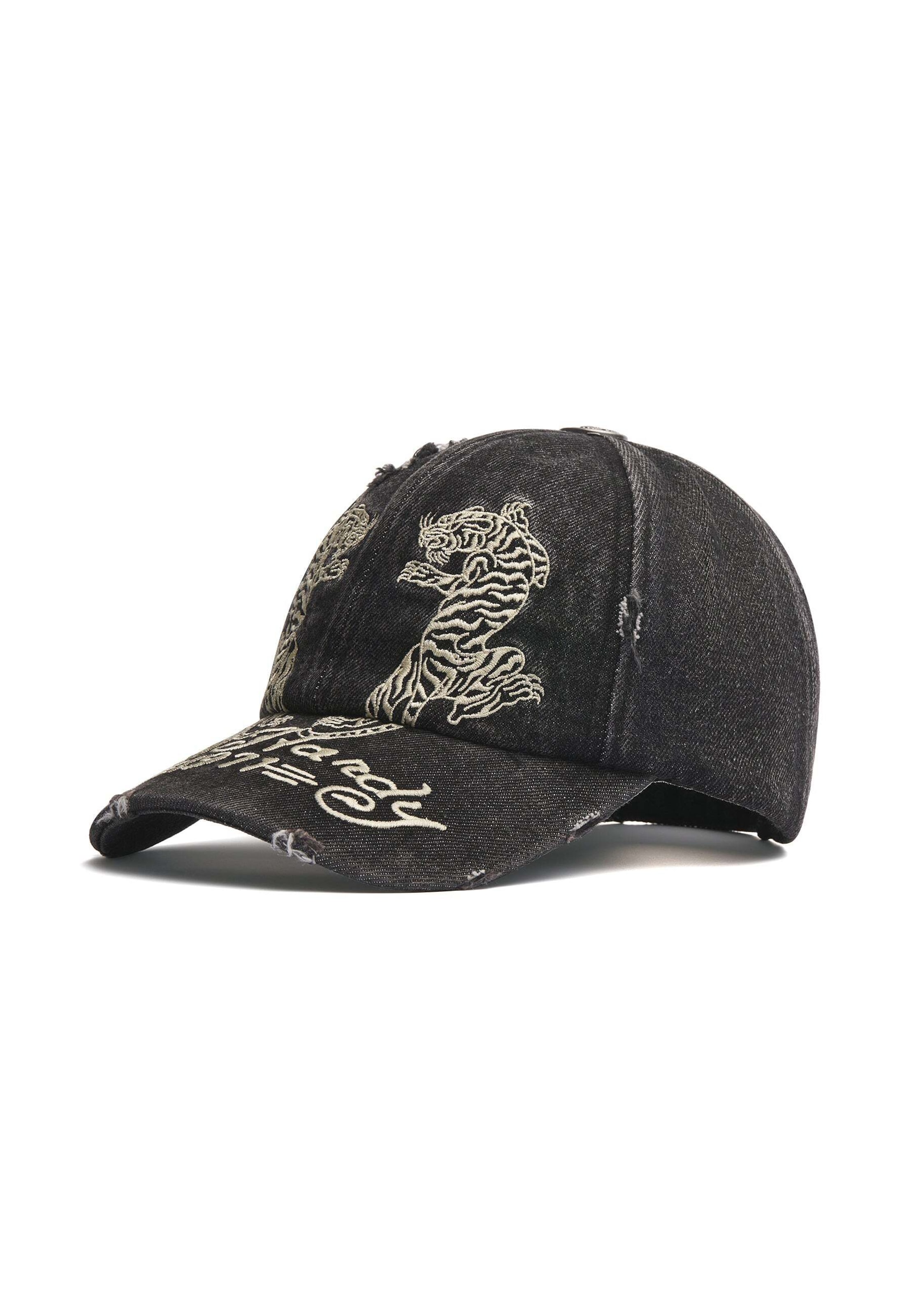 Ed Hardy Czapka z daszkiem 'Desert Tiger 5' w kolorze czarny: przód