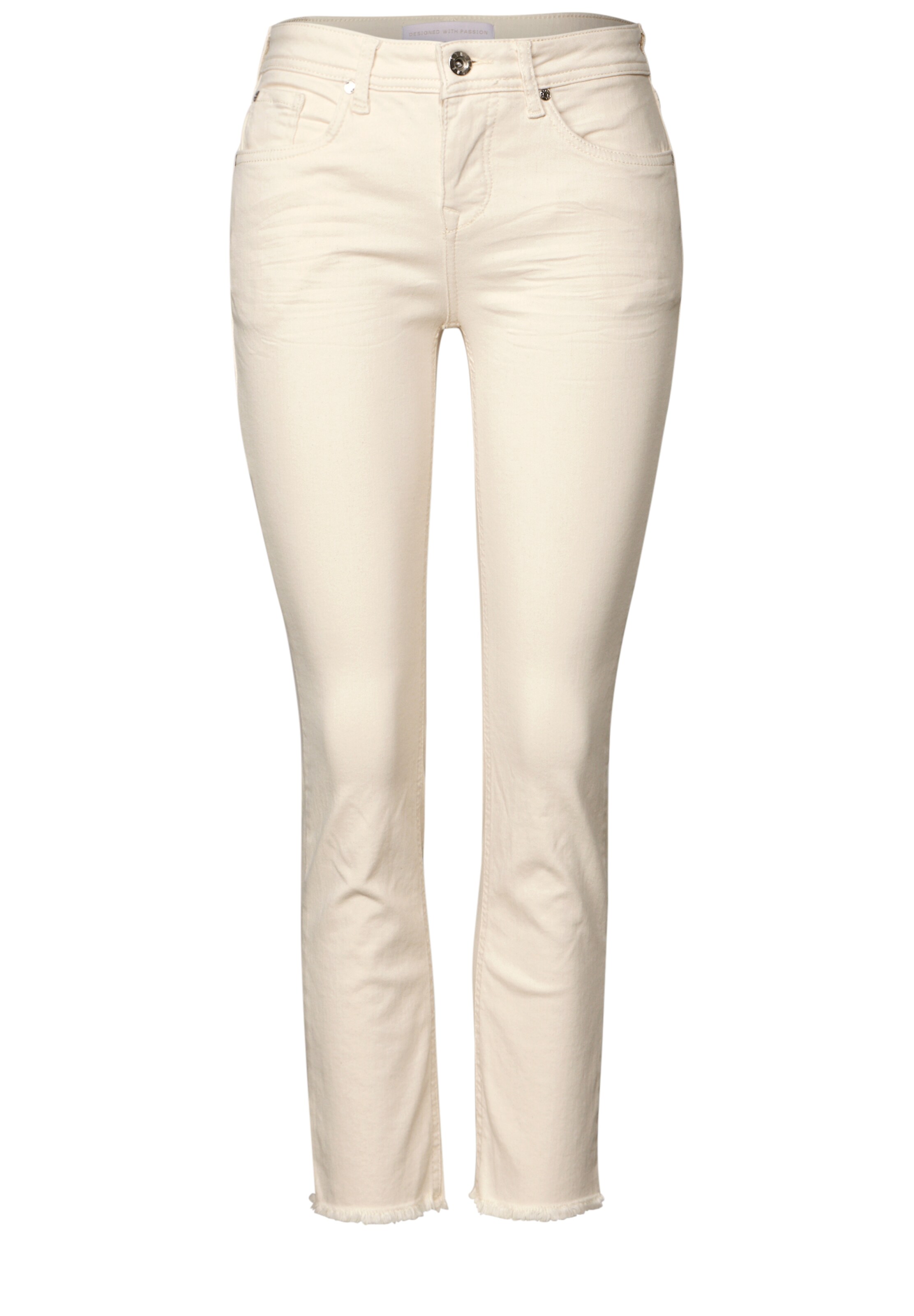 STREET ONE Slimfit Jeans in Beige: Vorderseite
