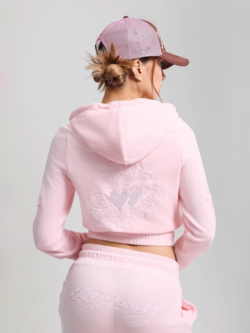 Ed Hardy Кофта на молнии 'Liebe und Dornen' в Ярко-розовый