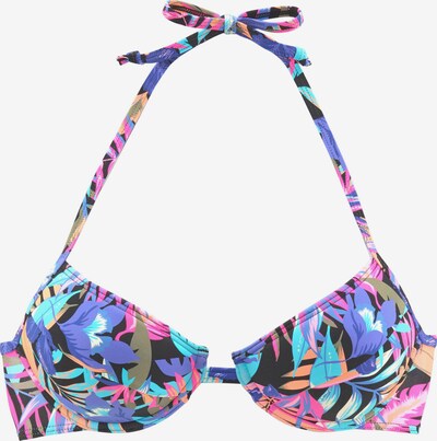 BENCH Hauts de bikini en bleu cyan / violet foncé / rose / noir, Vue avec produit