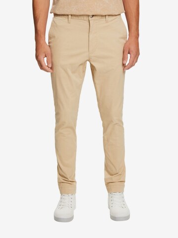 Coupe slim Pantalon chino ESPRIT en beige : devant