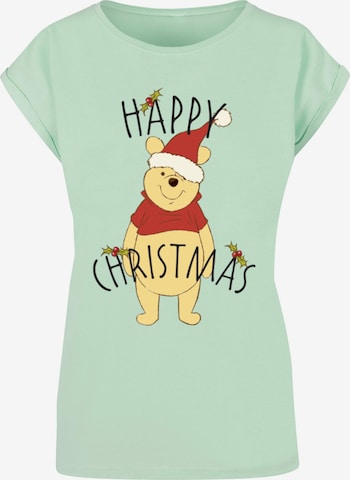 Maglietta 'Winnie The Pooh - Happy Christmas Holly' di ABSOLUTE CULT in verde: frontale