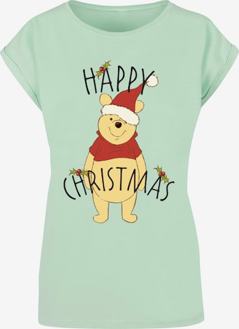 ABSOLUTE CULT T-Shirt 'Winnie The Pooh - Happy Christmas Holly' in Grün: predná strana