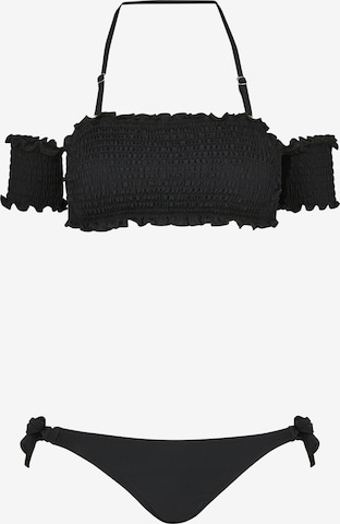 Urban Classics Bandeau Bikini in Black: front