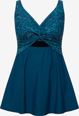 Ulla Popken Bustier Tankini in Blauw: voorkant