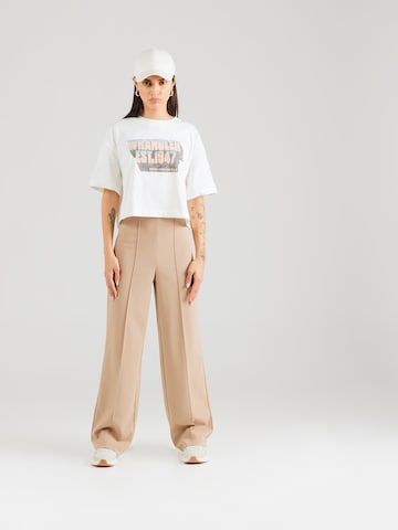 VERO MODA Wide leg Trousers with creases 'BECKY' in Beige