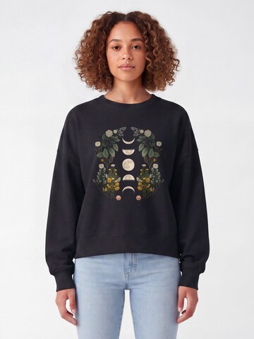 Sweat-shirt 'Moonphases & Flowers' Watapparel en noir : devant
