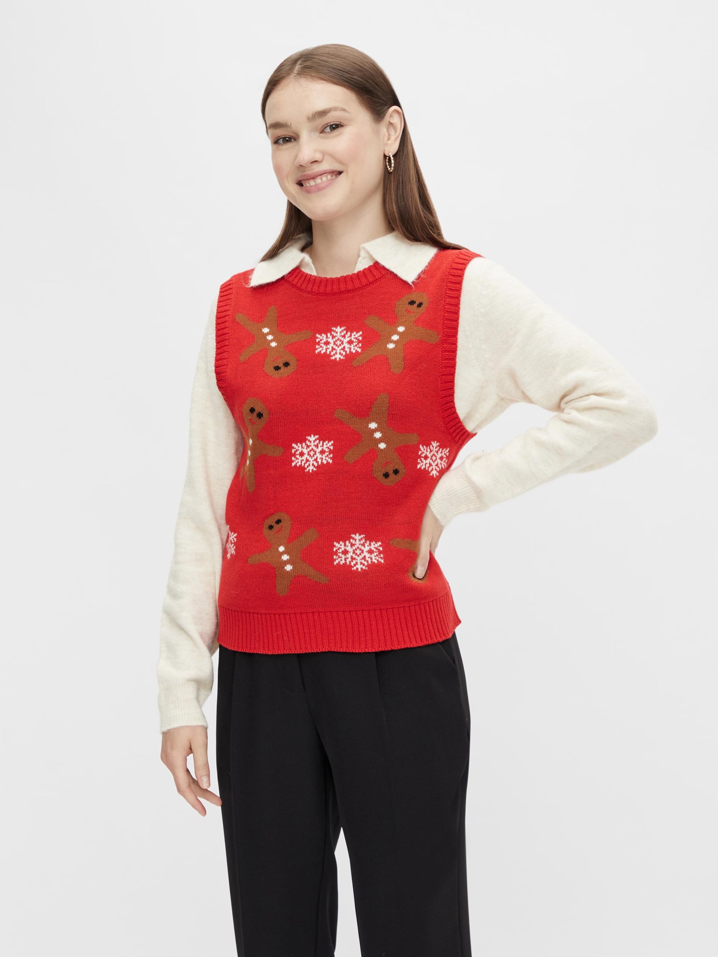Frauen Pullover & Strick PIECES Pullover 'Elfie Christmas' in Rot - UO39318