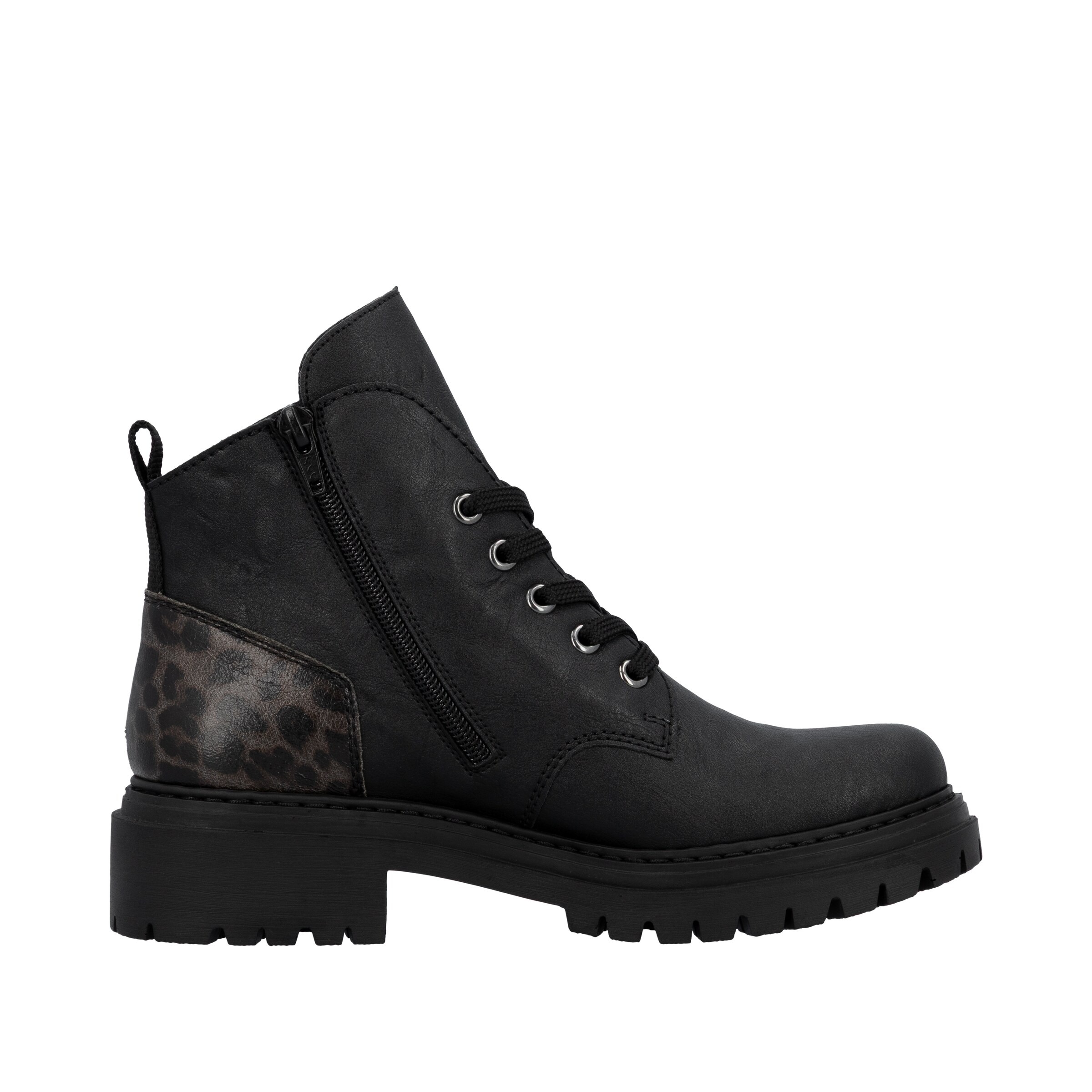 Rieker Lace-Up Ankle Boots in Black