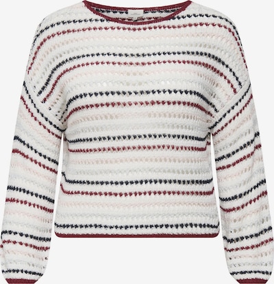 ONLY Carmakoma Pullover in 4XL in rosa / karminrot / schwarz / weiß, Produktansicht