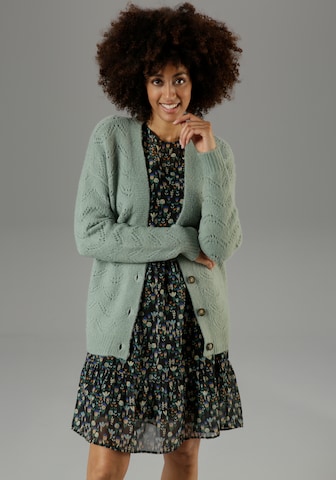 Aniston CASUAL Knit Cardigan in Green: front