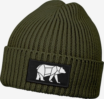 Neverless Beanie 'Bär Lineart Polygon' in Green: front