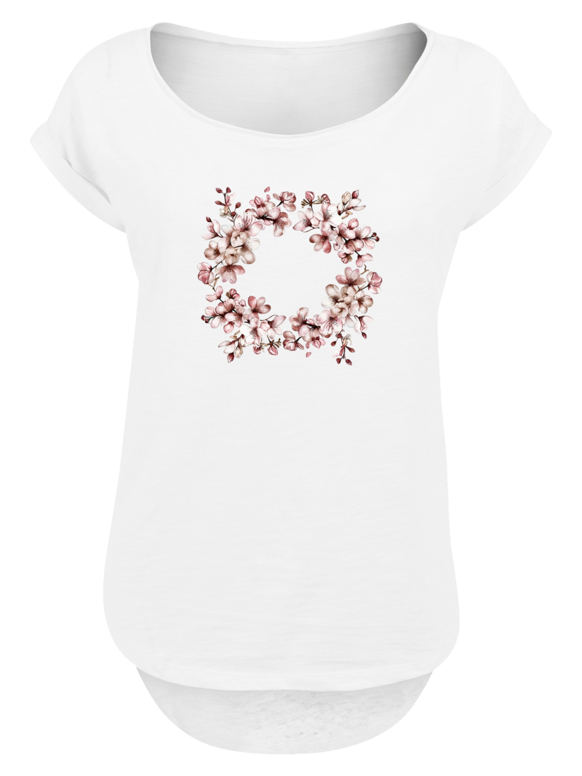 F4NT4STIC Shirt 'Rosa Frühlings Blumenkranz Dekor' in White: front