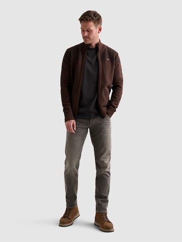 PME Legend Gebreid vest 'Cardigan with zipper closure and flight pocket' in Bruin