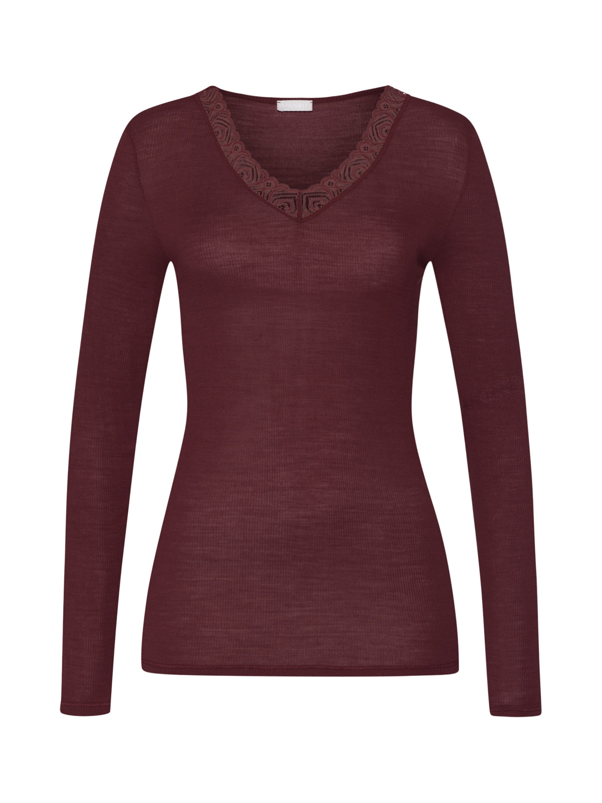Hanro Shirt 'Woolen Lace' in Brown: front