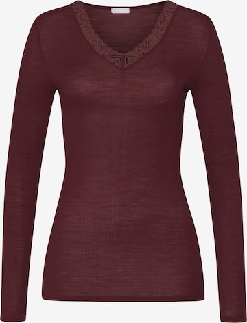 T-shirt 'Woolen Lace' Hanro en marron : devant