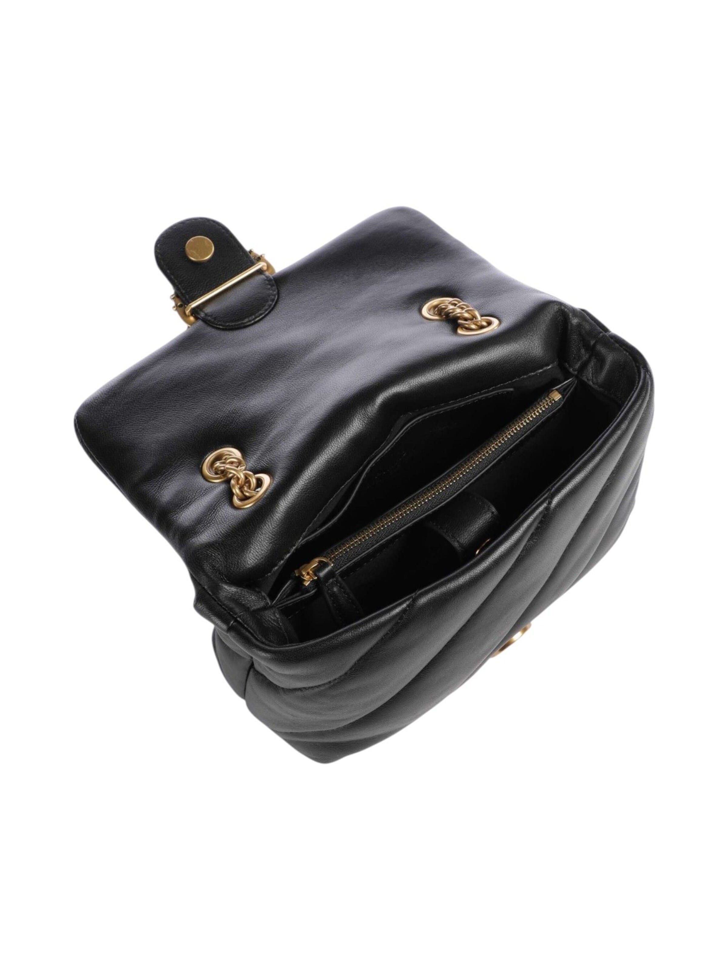 PINKO - Bolso de hombro 'Puff Mini New Buckle Sheep Nap' en negro