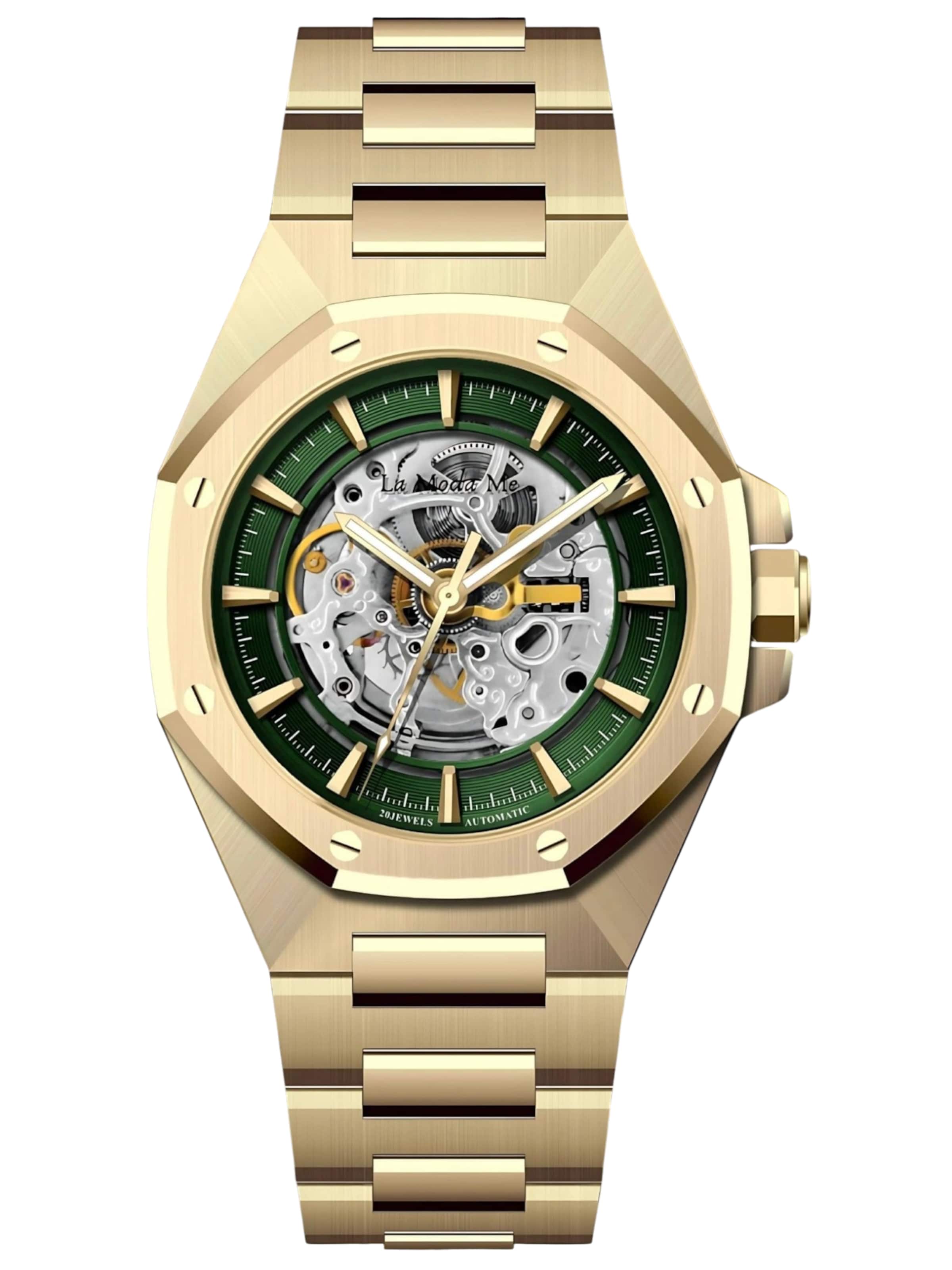 Orologio analogico 'Space Mission Green 8' di La Moda Me in oro: frontale