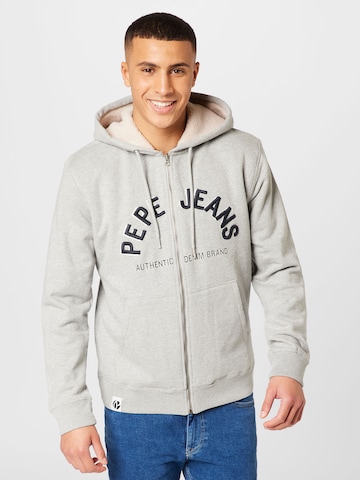 Pepe Jeans Zip-Up Hoodie 'Pace' in Grey: front