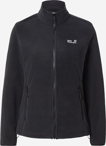 JACK WOLFSKINTehnička flis jakna 'TAUNUS 200' - crna boja: prednji dio