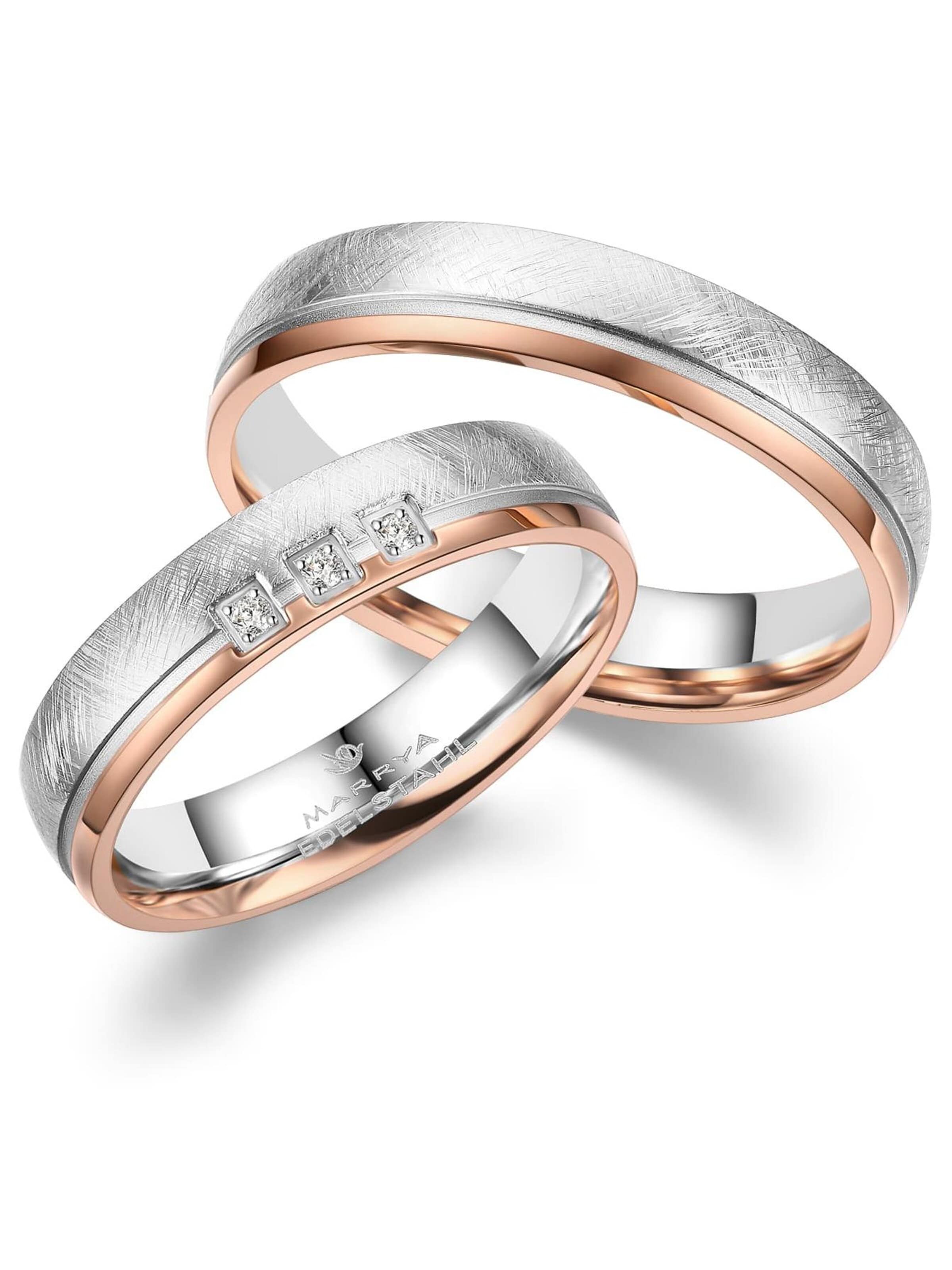 MARRYA Ring 'MARRYA ES-34 Ehering aus Edelstahl - Silberfarben & Rosé' in Gold: front