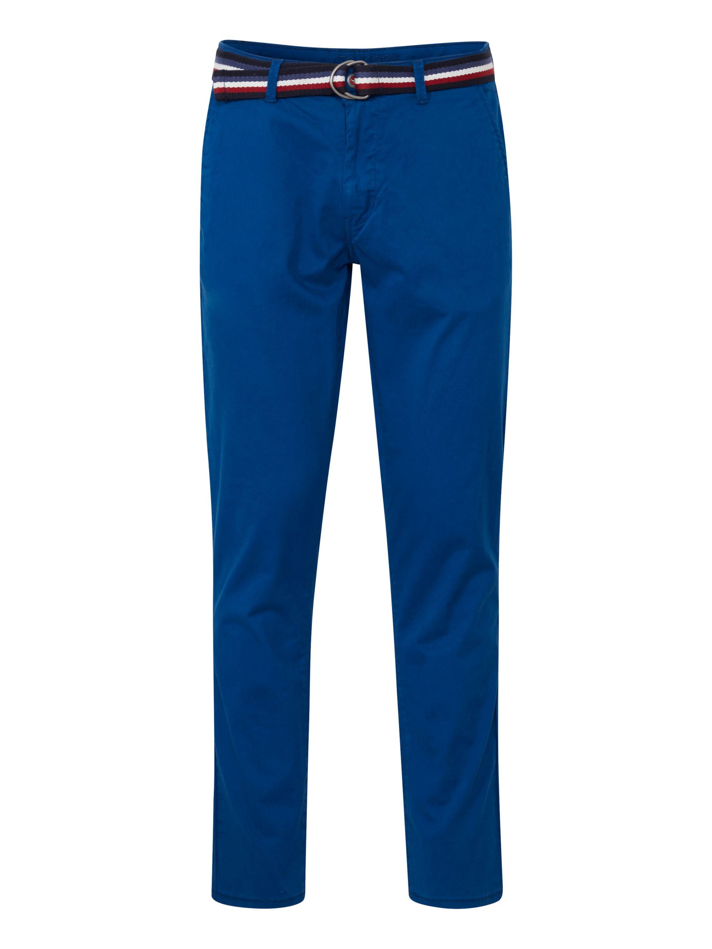 FQ1924 - Regular Calças chino 'Ryan' em azul: frente
