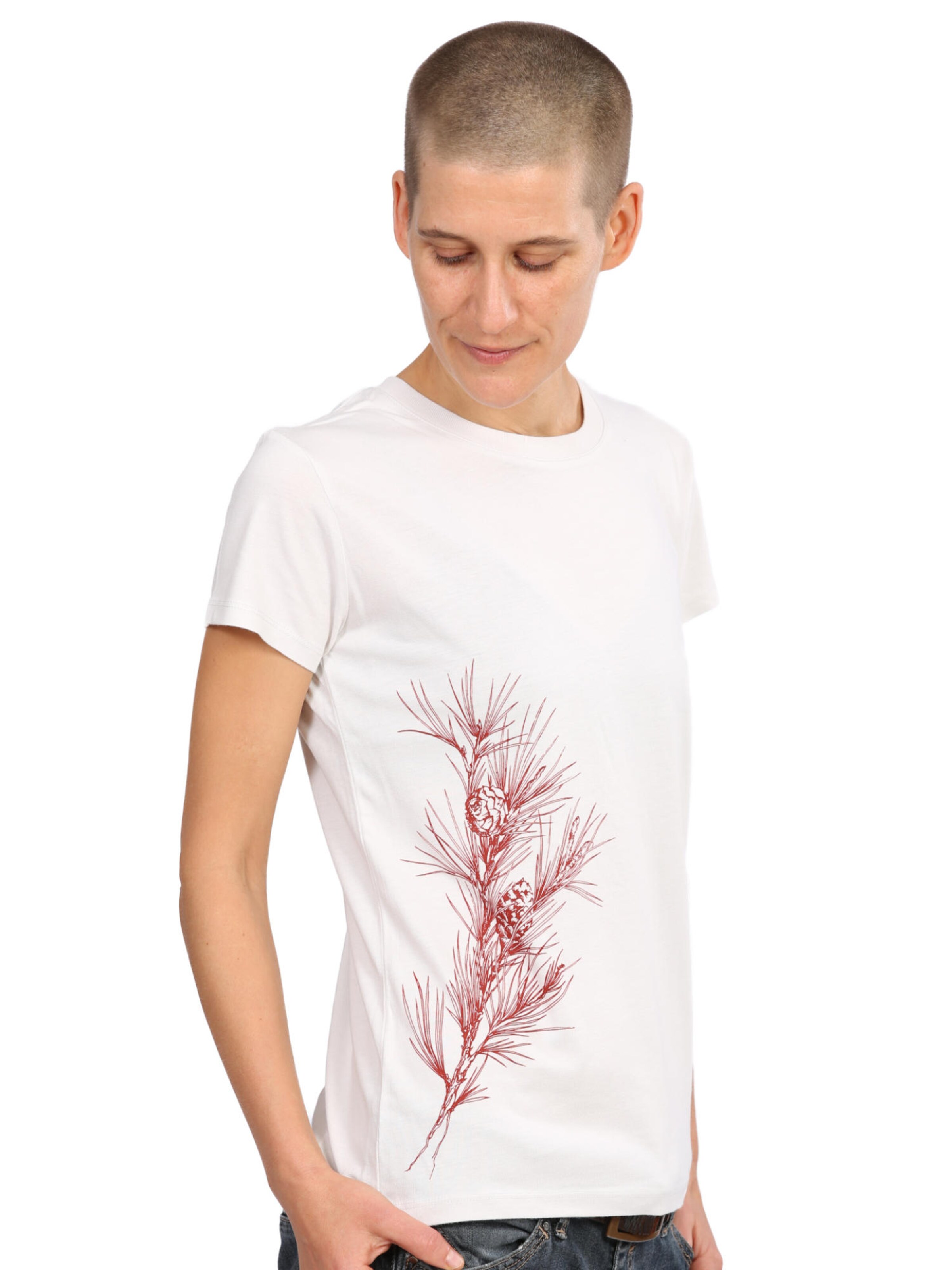 Life-Tree Shirt 'Fairwear Pine Branch' in White: front