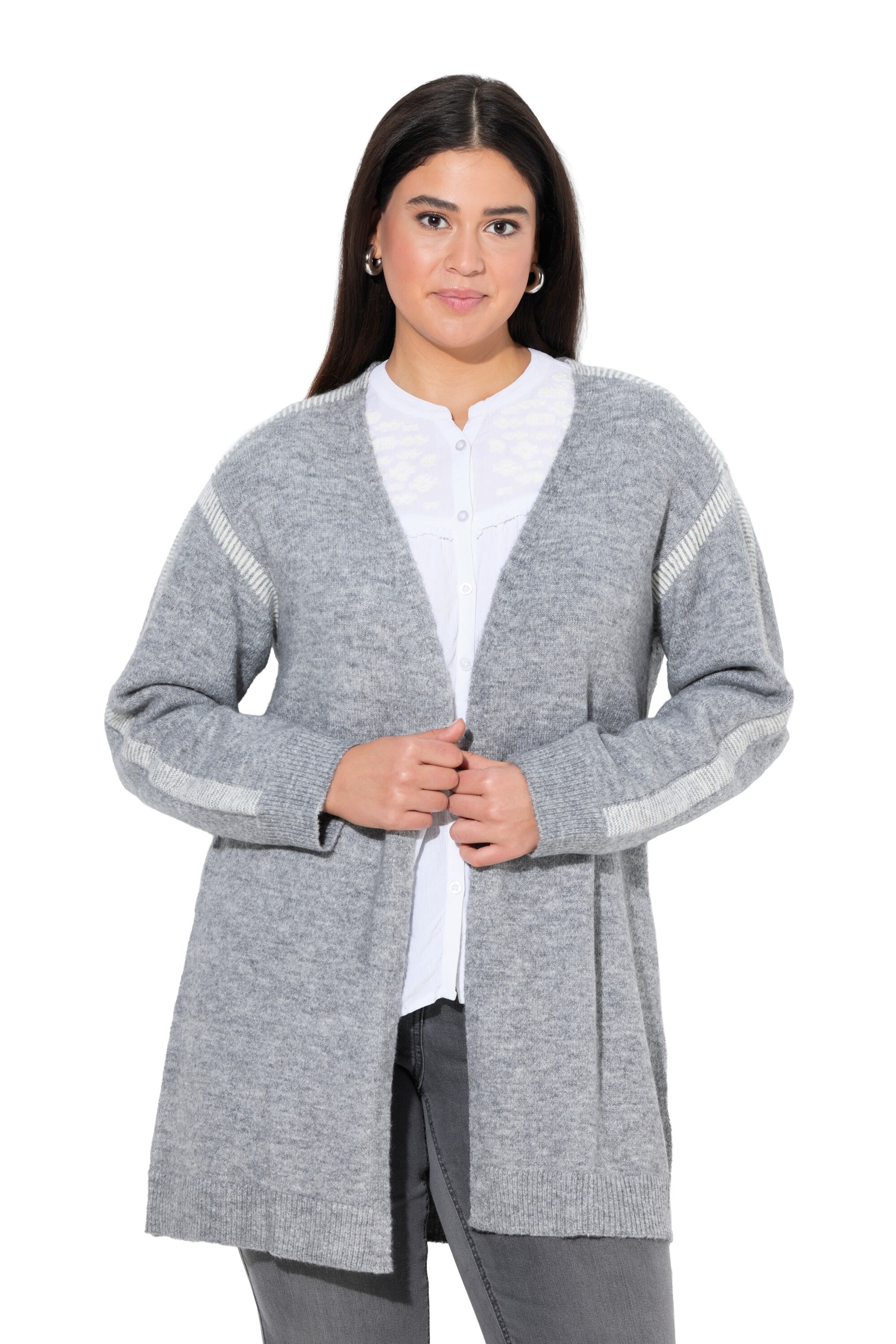 Ulla Popken Strickjacke in Grau: Vorderseite